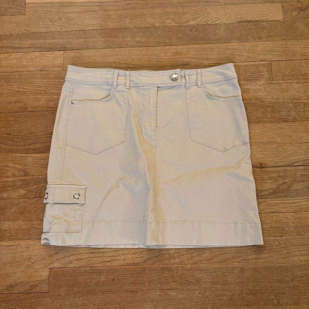 White House Black Market tan khaki mini skirt size 12
 b24